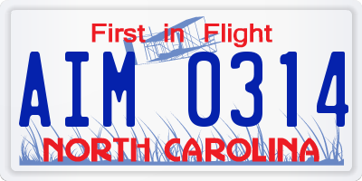 NC license plate AIM0314