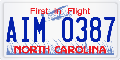NC license plate AIM0387