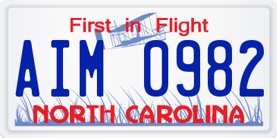 NC license plate AIM0982