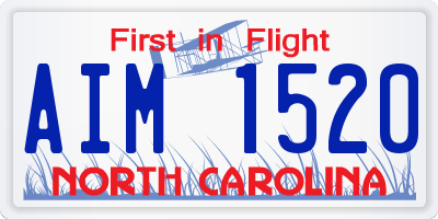 NC license plate AIM1520