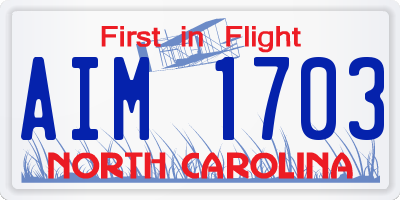 NC license plate AIM1703