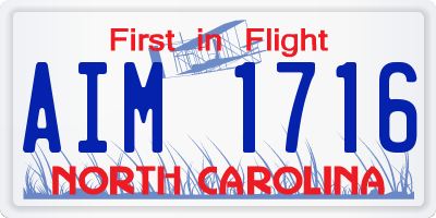 NC license plate AIM1716