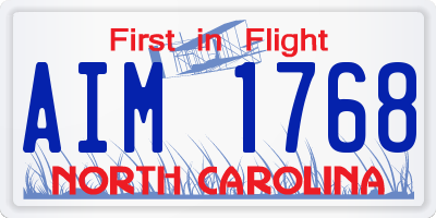 NC license plate AIM1768