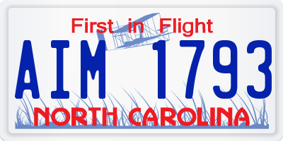 NC license plate AIM1793