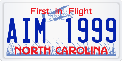 NC license plate AIM1999