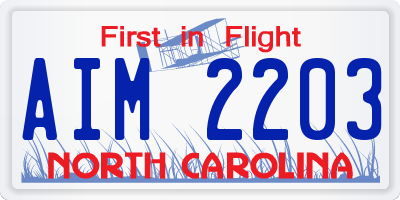 NC license plate AIM2203