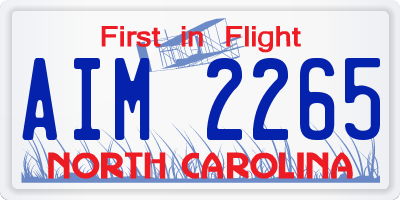 NC license plate AIM2265