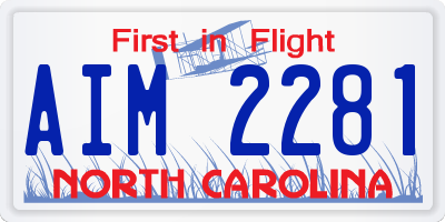 NC license plate AIM2281