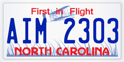 NC license plate AIM2303