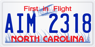 NC license plate AIM2318