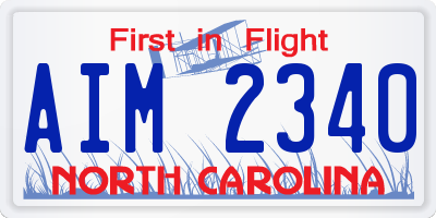 NC license plate AIM2340