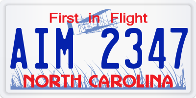 NC license plate AIM2347