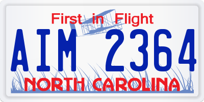 NC license plate AIM2364