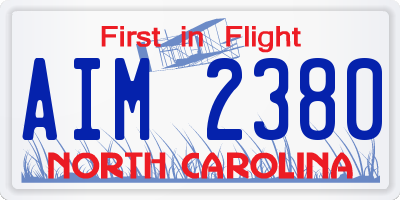 NC license plate AIM2380