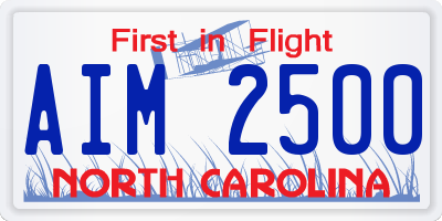 NC license plate AIM2500