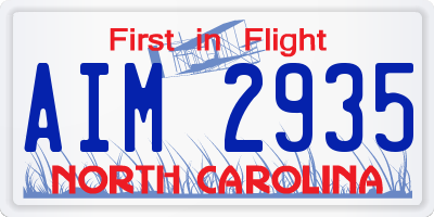 NC license plate AIM2935