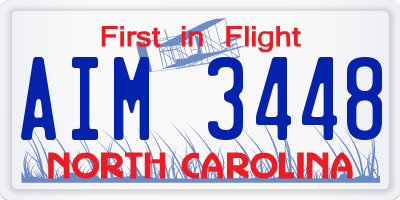 NC license plate AIM3448