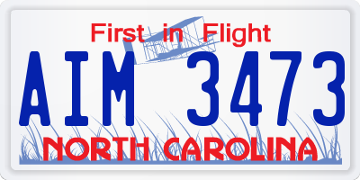 NC license plate AIM3473