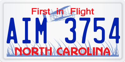 NC license plate AIM3754