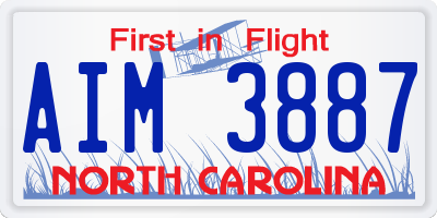 NC license plate AIM3887