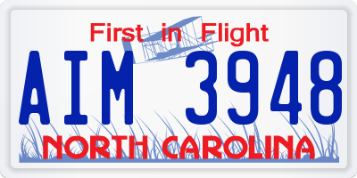 NC license plate AIM3948