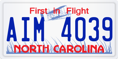 NC license plate AIM4039