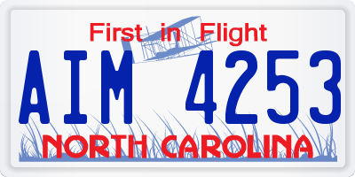 NC license plate AIM4253