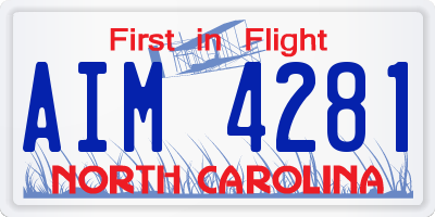 NC license plate AIM4281
