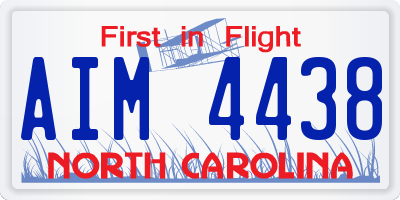 NC license plate AIM4438