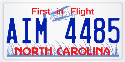 NC license plate AIM4485