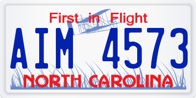 NC license plate AIM4573