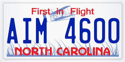 NC license plate AIM4600