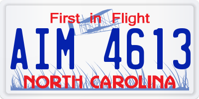 NC license plate AIM4613