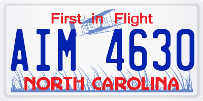 NC license plate AIM4630