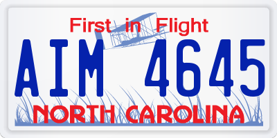 NC license plate AIM4645
