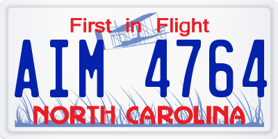 NC license plate AIM4764