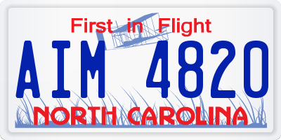 NC license plate AIM4820