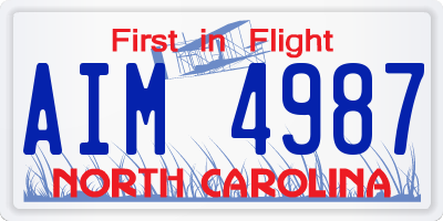 NC license plate AIM4987