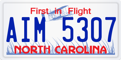 NC license plate AIM5307