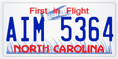 NC license plate AIM5364
