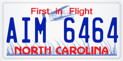 NC license plate AIM6464
