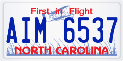 NC license plate AIM6537
