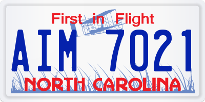 NC license plate AIM7021