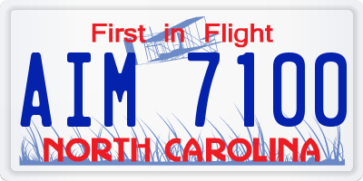 NC license plate AIM7100