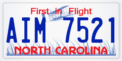 NC license plate AIM7521