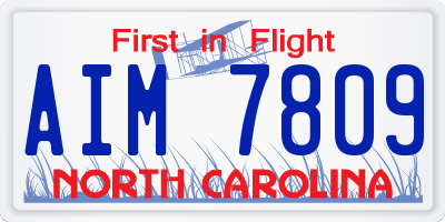 NC license plate AIM7809
