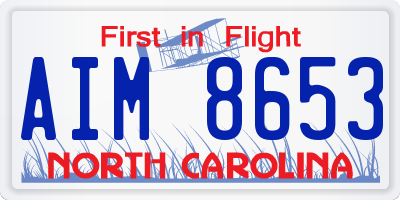 NC license plate AIM8653