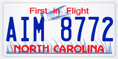 NC license plate AIM8772