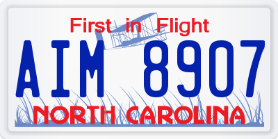 NC license plate AIM8907