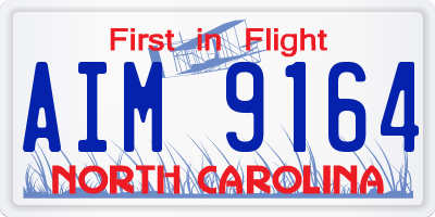 NC license plate AIM9164